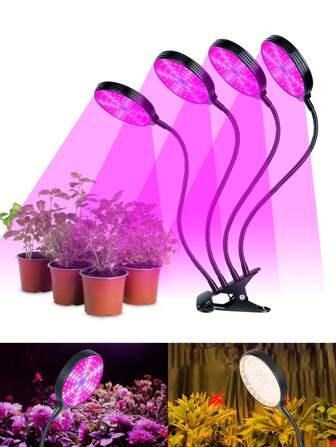 CanLing LED Plant Grow Light With Clip Full Spectrum Indoor USB 5V Waterproof Plants Lamp Timing Dimmable Greenhouse Tent Hydroponic Growth Box Sunlight Potted Moss Bonsai Planting Fill Lights UV IR Vegetable Flower Succulent Cactus Fruit Seedlings Red Blue 360°Flexible Adjustable Gooseneck Professional Cultivation Lighting 1/2/3/4Heads