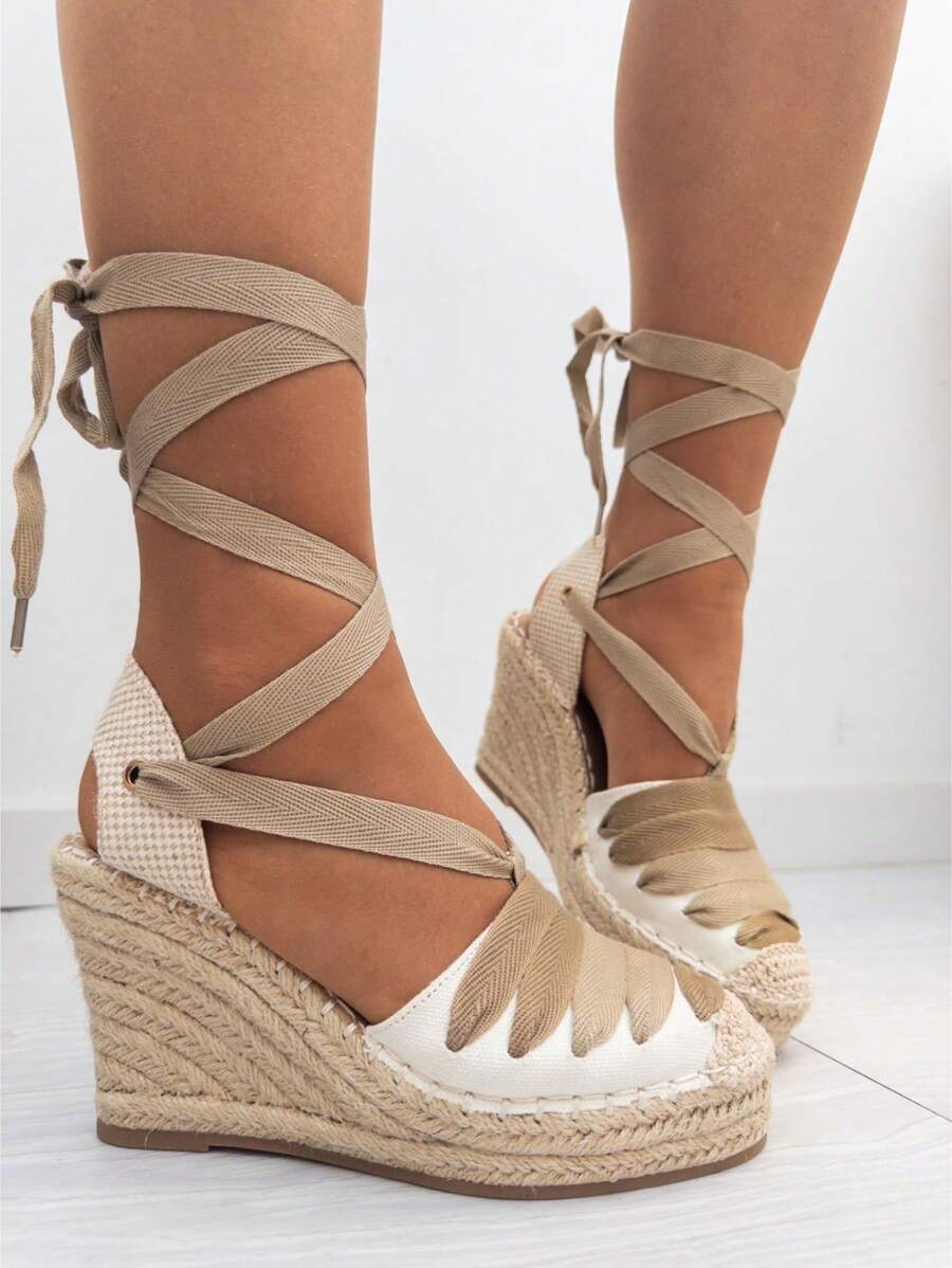 Women's Wedge Espadrilles, Wedge Sandals With Non-Slip Soles And Adjustable Buckles, With High Quality, For Summer Vacations, Ideal For Dressing Up And Everyday, Estimated Delivery 1-3 Business Days (Peninsula) - Màu Khaki - Xem 1