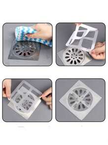 5-20Pcs Anti-Insect Floor Drain Stickers Kit, Bathroom Hair Catcher Adhesive Net, Shower Drain Filter, Prevent Clogging In The Kitchen - 銀色 - 查看 2