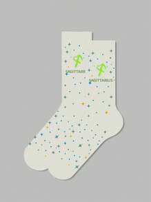 1 par de calcetines con diseño de signos del zodíaco para mujer, calcetines blancos, calcetines negros, calcetines hasta el tobillo, calcetines artísticos, calcetines deportivos, calcetines de moda, calcetines para niñas, calcetines tipo crew, calcetines sencillos, calcetines casuales, aptos para uso diario