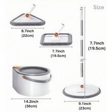 Joybos 1 Set Self-Cleaning Spin Mop With Three Types Mop Heads, Spin Mop And Bucket System, Includes 3 Types Mop Heads, With 6 Cloths, Includes Round, Square & Triangular Heads. 360° Spin Mop Bucket Set And Wringer, Easy Washing, Hand-Free Wringing, Water-Saving, Household Rotating Floor Mop, Lazy Mop, Dust Removal Mop, Dry And Wet Use, For Kitchen, Bathroom,Bedrooms, Home Cleaning. - 白色 - 查看 10