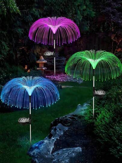 8/4/2/1 pieza Nuevas luces LED de medusa de capa única que cambian de color, luces solares de medusa de 7 colores para el jardín, luces solares para jardín a prueba de agua, adecuadas para decorar el jardín, el césped, la terraza, el patio trasero, bodas, fiestas, Navidad