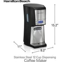Hamilton Beach 48465 Brewstation - Cafetera Programable, Dispensador a Una Mano, Plata y Negro, 12 tazas - Negro - Ver 8