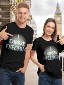 Women's I Choose Freedom T-Shirt Empowering Tees Graphic Tees Motivational Shirts - màu đen - Xem 1