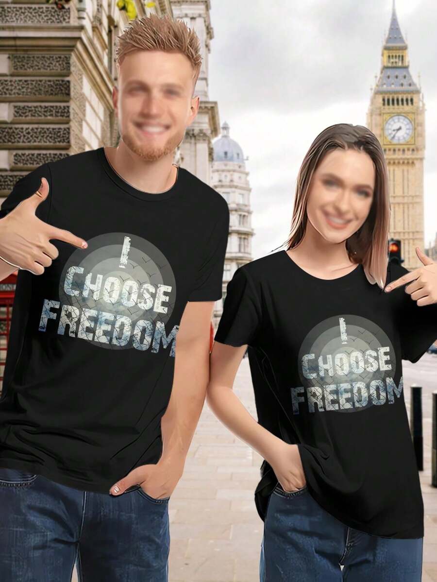Women's I Choose Freedom T-Shirt Empowering Tees Graphic Tees Motivational Shirts - màu đen - Xem 1