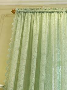 1pc Bohemian Style Double Layer Lace Sheer Curtain, Grommet Top Design For Easy Installation, Soft Polyester Fabric, Multiple Sizes Available To Suit Different Settings, Suitable For Bedroom