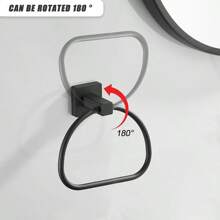 Matte Black Hand Towel Holder, Bathroom Towel Ring, Bath Hand Towel Hangers Wall Mounted Half Round Modern - màu đen - Xem 3