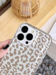 1pc Minimalist Classic Leopard Print Cat Eye Vintage White Full Coverage Phone Case Compatible With IPhone 11/12/13/14/15 Pro Max - Multicolor - View 5