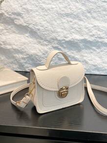 1pc Fashionable And Cute Shoulder Bag, Casual And Versatile Pu Bag, Daily Travel, Childlike, Simple Change Accessories Bag, French Crossbody Bag, Fashionable And Versatile Travel Handbag, High-Quality Texture, Shoulder Small Square Bag, Suitable For Teenagers To Travel And Go Shopping, Daily Use, Simple And Versatile Square Bag Shape, Hand-Held Crossbody Bag, A Must-Have Fashion Item For Travel - Solid Color Pu Handbag - View 8