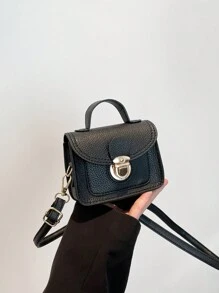 1pc Fashionable And Cute Shoulder Bag, Casual And Versatile Pu Bag, Daily Travel, Childlike, Simple Change Accessories Bag, French Crossbody Bag, Fashionable And Versatile Travel Handbag, High-Quality Texture, Shoulder Small Square Bag, Suitable For Teenagers To Travel And Go Shopping, Daily Use, Simple And Versatile Square Bag Shape, Hand-Held Crossbody Bag, A Must-Have Fashion Item For Travel - Solid Color Pu Handbag - View 7