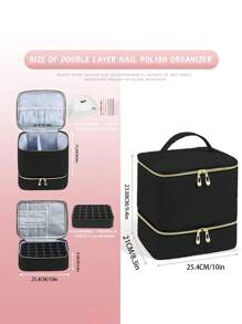 1 pieza Estuche de cosméticos, bolsa de cosméticos, neceser, bolsa de almacenamiento de cosméticos, bolsa de almacenamiento de maquillaje, bolsa de herramientas de maquillaje de gran capacidad y multiuso, portátil, adecuada para dormitorios universitarios, acolchada, de moda, regalo para mamá, para chicas, artículos necesarios para el dormitorio - Multicolor - Ver 3