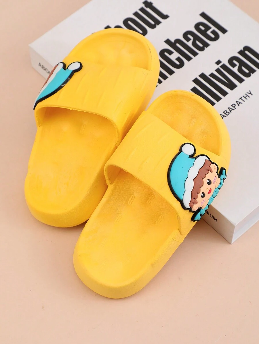 儿童拖鞋夏季男童女童室内浴室淋浴软底防滑卡通拖鞋幼儿大童沙滩凉鞋户外运动旅游度假街头时尚圣诞风格家庭配套拖鞋 - 黃色 - 查看 1