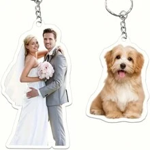1 pièce Porte-clés photo personnalisé, porte-clés photo en acrylique pour animaux de compagnie, cadeau humoristique, cadeau mignon d'anniversaire, thème anime/dessin animé, design animal/peluche, porte-clés de fantaisie décoratif pour femme avec mousqueton, cadeau d'anniversaire ou de fête idéal