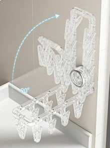 Non Drilling Multifunctional High-Strength Telescopic Suction Cup Wall Mounted Drying Rack, Household Storage Shelf, Drying Rack, Bathroom Rack, Sock Rack, Underwear Rack, Towel Rack, Free Extension Saves Space, With 4 Rows Of Hanging Rods And 20 Hooks, Suitable For Drying Socks, Underwear, Towels, Shoes, Hats, Pillows ﻿ - Transparent - View 7