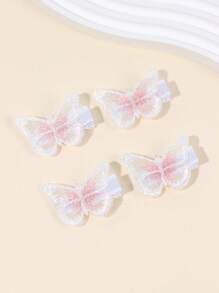 4/10 件装女婴彩色蕾丝蝴蝶发夹，时尚可爱逼真蝴蝶装饰发饰，无损 - 彩色 - 查看 11