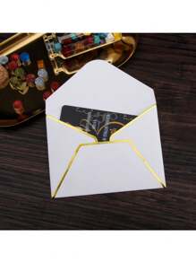 20pcs/Pack 10*7.5cm Double-Sided Gold-Edged Thickened Retro Transparent Envelope Bags, Luxury Foil Stamping Greeting Card Small Envelope Back To School - 20pcs/pack 10*7.5cm Gold Edge Envelope - View 3