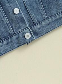 Toddler Girl Denim Jacket Letter Embroidery Long Sleeve Button Jean Cardigan Coat For Infant Baby Spring Fall Outwear
