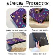 1 件，黑色硅胶软壳 iPad 保护套 Pro 2024 13 英寸/5/6/7/Pro 11 英寸 1st 2nd /Air6 2024 4th 5th Gen/8th /9th Gen/10th 代，Tpu 硅胶防震防摔，PU 皮革保护套，自动唤醒/睡眠，紫色耳机女孩图案，带支撑槽 iPad 保护套 - 黑色 - 查看 9