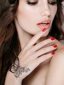 KING HORSE 1pc Waterproof Long-Lasting Temporary Butterfly Tattoo Sticker - Black - View 5