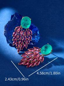 1 Pair Fashion Feather Design Cubic Zirconia Copper Earrings, Jewelry Accessories Suitable For Party Dress Up - Drop Earrings - View 8