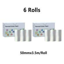 Holographic Silver Thermal Self-Adhesive Continuous Paper Rolls, 50mmx3.5m/Roll, Compatible With C9/X5/X6/T02/M02 Mini Portable Thermal Printers,Laser Effect Printing,School Supplies,Back To School