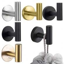 1Pc 304 Stainless Steel Self-Adhesive Keys Holder Bathroom Kitchen Wall Hanger Robe Hook Hanging Rack For Clothes Bag Hat - Multicolor - View 2