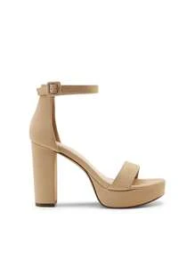 Women Platform Chunky High Heeled Sandals Ankle Strap Open Toe 4-Inch Block Heels Dress Shoes For Wedding Party Evening - khỏa thân - Xem 7