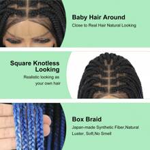 Full Lace Box Braided Wigs For Women 24 Inches Knotless Cornrow Braids Lace Frontal Wig Synthetic Braided Wig Daily Used