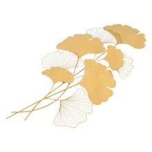 YUNRUX Feuille de Ginkgo à suspendre au mur, décoration murale en métal, art mural moderne, paysage créatif, décoration murale, feuilles de ginkgo en métal, image décorative, décoration d'image en métal