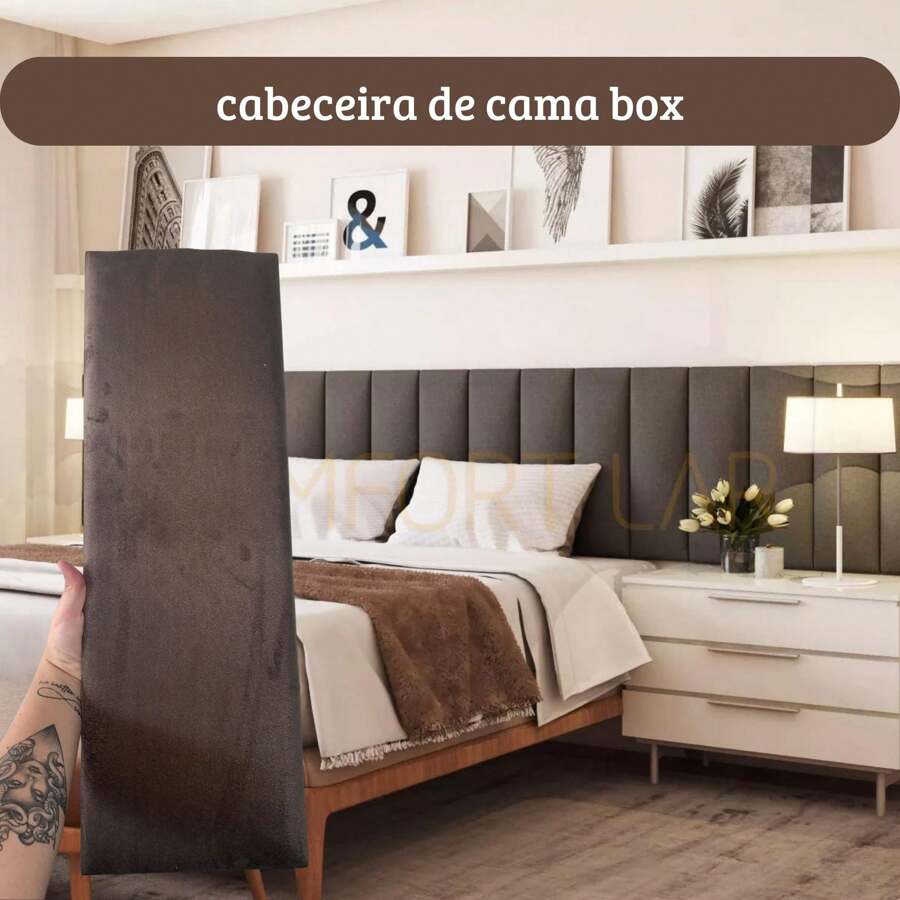 Headboard For Double Bed 60x20 Upholstered Modular Kit 7 Pieces Double-Sided Fixation - Óxido marrón - Ver 1