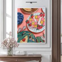 1pc Matisse-Style Food Oil Painting, Abstract Watercolor Dessert & Strawberry Cake Artwork, Vintage Oil Painting Decor, Breakfast/Afternoon Tea Food Art Poster, Suitable For Living Room, Dining Room, Kitchen, Restaurant, Cafe Walls, Room Decor And Wall Art, Unframed