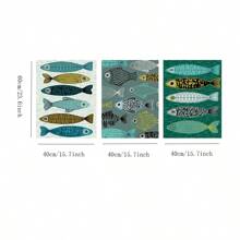 3pcs Modern Abstract Hairtail Fish Animals Canvas Painting,A School Of Fish Art Print Home Decor Posters,Living Room, Bedroom, Cafe, Game Room Wall Arts, No Frame - Black - View 8