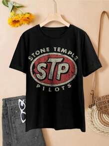 Vintage Retro 70s Stone Temple Pilots Women's T-Shirt - Classic Rock Tee Band Shirt Grunge Style - 黑色 - 查看 2