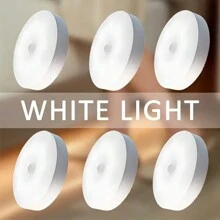 AMILL 6-Pack 8LED USB Rechargeable Motion Sensor Night Light, Magnetic Adhesive Wall Lamp, White/Warm White, For Stairs, Closet, Bedroom, Bedside, Shoe Cabinet Lighting, 36V LED, 250mAh Battery, Home Use - White - View 13