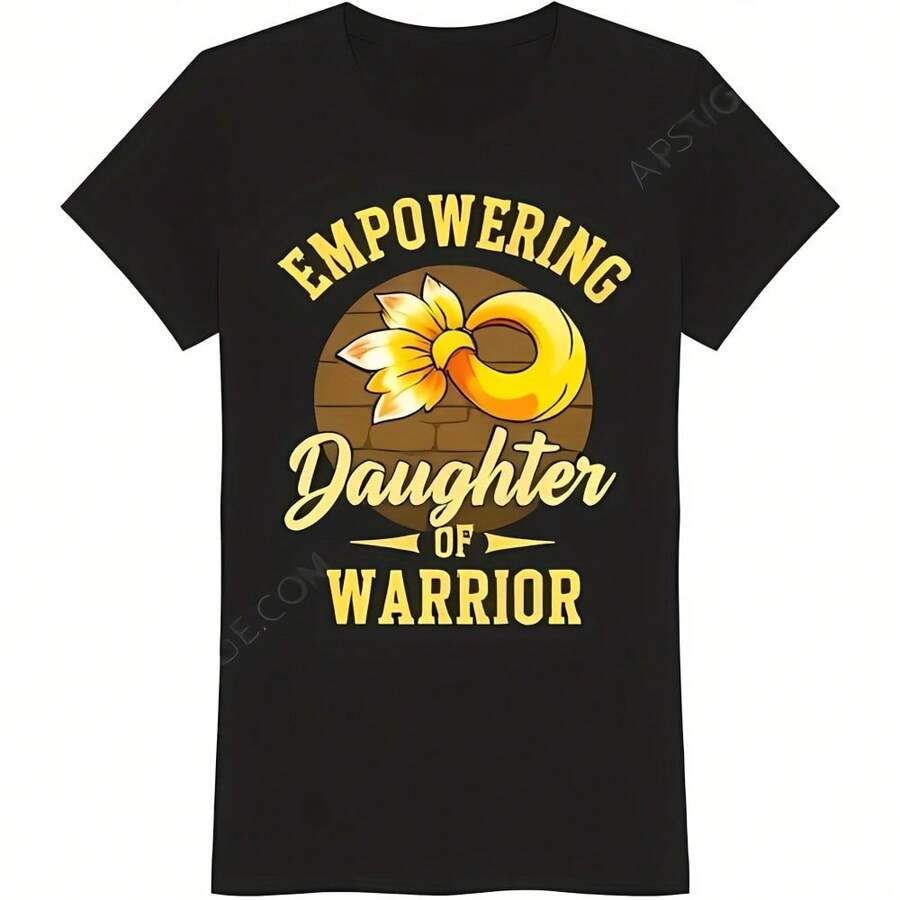 Camiseta negra empoderadora para mujer con diseño de brazo y puño dorado
