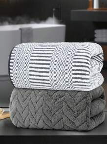 2pcs Towel Set - 70x140cm/27.56x55.12 Inch - Made Of Coral Fleece - Absorbent Quick-Dry, Non-Shedding, Non-Fading - Ultra Soft & Skin-Friendly - With Hanging Loop For Easy Hanging - Bath Towels For Bathroom, Bedroom, Pool, Gym, Camping, Holidays - Wheat Ear & Ionic Lucky Pattern Solid Abstract Design - Suitable For All Seasons Mother's Day Flowers, Personalized Gifts For Mom, Last Minute Gifts, Mother's Day Ideas, Mothering Sunday Gifts, Handmade Cards For Mum, Best Mother's Day Gifts Under $50