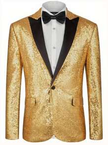2 pezzi Set Tuta Glitterata - Blazer e Pantaloni, Outfit per Esibizione sul Palco di Discoteca per Presentatore, Fotografo