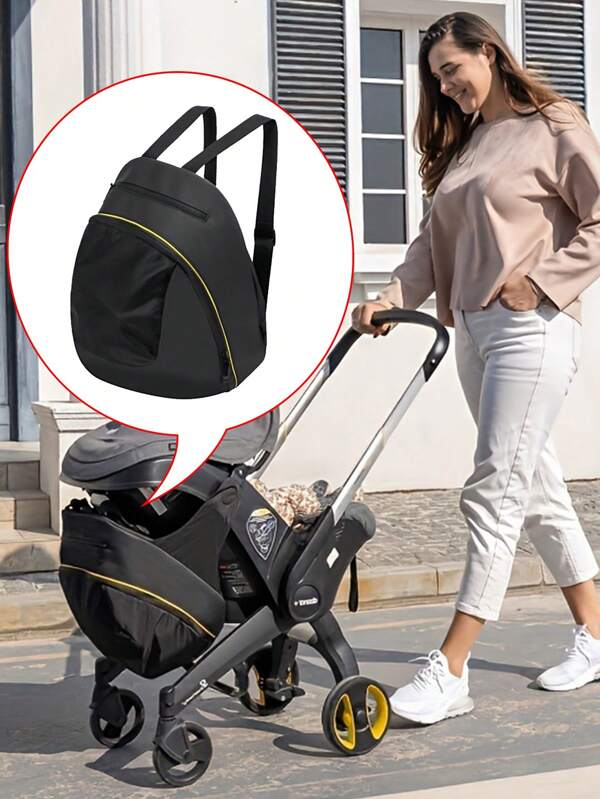 حقيبة منظمة للعربة الأطفال من قماش أكسفورد أسود ذات سعة كبيرة، قابلة للتحويل لحقيبة ظهر أو حقيبة يد تناسب عربات الأطفال مثل Doona و FooFoo و 4 في 1، مناسبة للاستخدام على مدار السنة