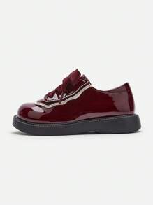 Balabala Girls' Classic British Style Loafers, Suitable For Spring And Autumn - Wine Red - View 2