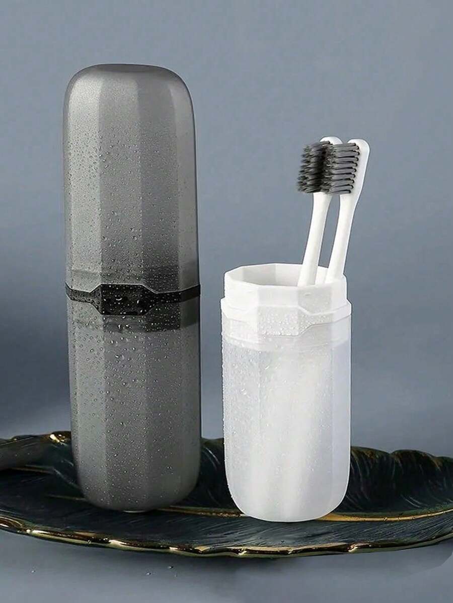 1pc Multifunctional Portable Travel Toothbrush Storage Container Box, Light Gargle Cup, Toothpaste Holder, Toothbrush Carrying Box, Toothbrush Travel Containers For Trip Home School Business Camping Travel Essentials Travel Accessories Travel Must Haves - Multicolor - View 1