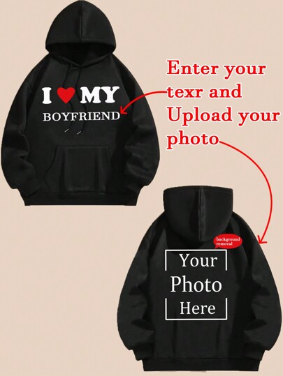 Customized Women's Hoodie, Personalized With Funny Text, Photos, Names, Boyfriend/Girlfriend, Spouse, Pets, Family, Kids, Parents - Any Design You Want