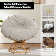 Papasan Chair Cushion Replacement Velvet Cover, Removable Soft Plaid Papasan Cushion Covers With Zipper And 8 Ties For Round Chair Cushions