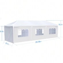 10x30' Wedding Party Canopy Tent Outdoor Gazebo With 8 Removable Sidewalls - White - View 2