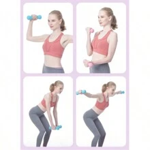 Manubri in osso rosa/rosso/blu 1PC 2/3/4KG bilanciere yoga attrezzature per il fitness a casa per allenare i muscoli del braccio - Blu - Visualizzare 3