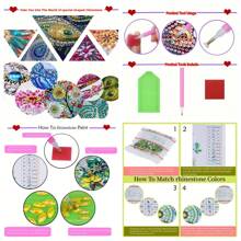 6 stuks/set Mandala 5D Diamond Painting bladwijzers, DIY Diamond Art PU lederen bladwijzers, Beginner Reading Craft Kit, Boekenliefhebber Terug naar school cadeau