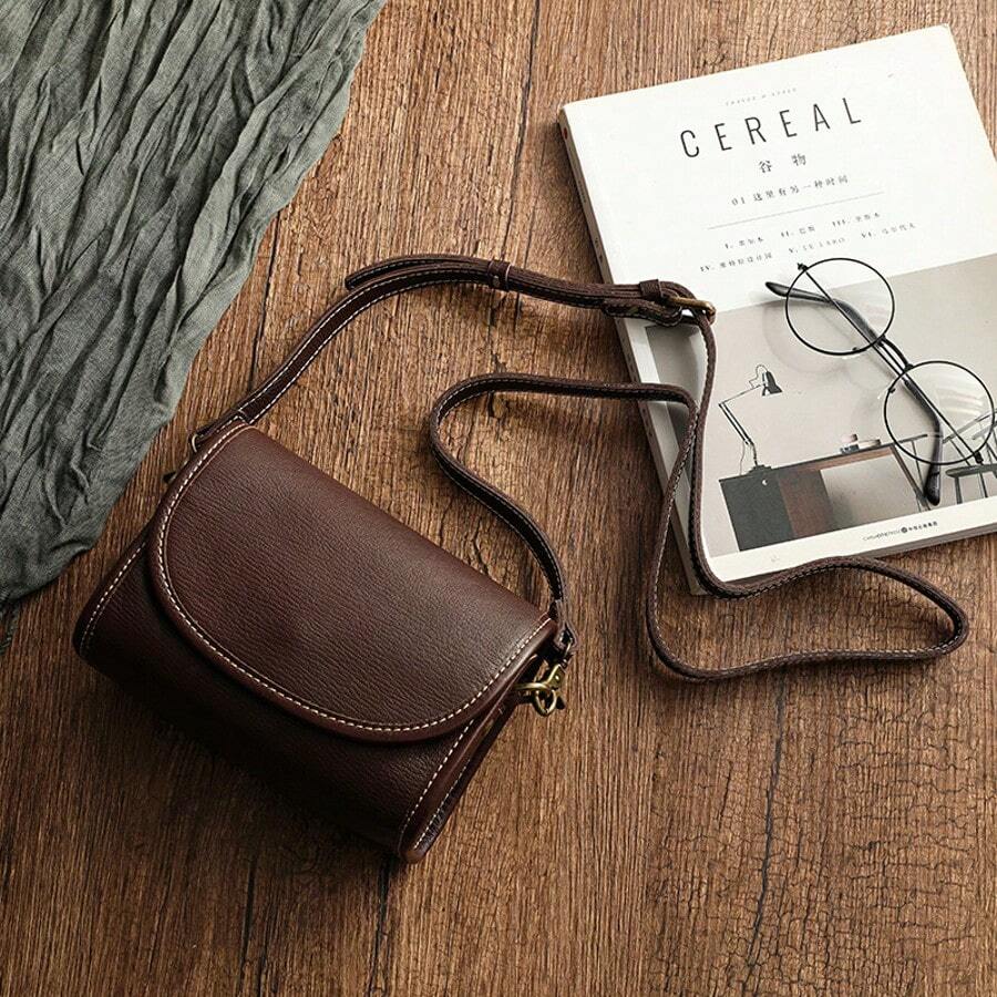 Genuine Leather Crossbody Bags For Women Green Shoulder Bag Mini Purses For Women Small Cross Body Leather Bag For Woman Trendy Compact Preppy Fashion Vintage Small Purses Cross Body Bag Fall Spring Winter Summer Bags For Women Teacher Christmas Wedding Birthday Gifts Holiday Travel Essentials Purses And Bags Little Bags For Ladies Party Bags - 棕色 - 查看 1