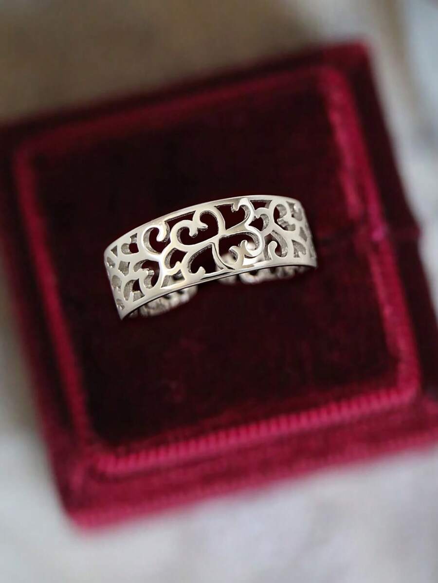 Stylever 1 件镂空图案趾环女士珠宝女士 S925 纯银独特基本拇指环精美珠宝开口戒指女孩海滩赤脚戒指礼物