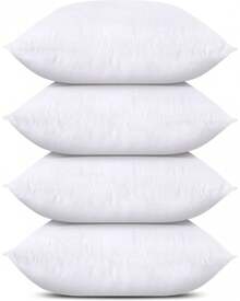 Bedding Throw Pillows (Set Of 4, White), 18 X 18 Inches Pillows Sofa, Bed And Couch Decorative Stuffer Pillow