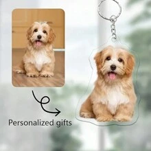 1 pièce Porte-clés photo personnalisé, porte-clés photo en acrylique pour animaux de compagnie, cadeau humoristique, cadeau mignon d'anniversaire, thème anime/dessin animé, design animal/peluche, porte-clés de fantaisie décoratif pour femme avec mousqueton, cadeau d'anniversaire ou de fête idéal