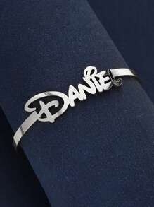1 Pc Personalized Custom Name Bracelet, Stainless Steel Jewelry Wedding Gift Personalized Creative Simple DIY Letter Name Bracelet, Exquisite, Personalized, Suitable For Friends' Birthdays, Daily Wear, Prom, Mother's Day, Valentine's Day, Graduation Ceremony, Wedding Valentine's Day, Very Memorable